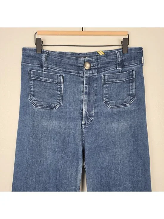 Maeve Size 32T Tall The Colette Crop High Rise Wide Leg Jeans Blue - Picture 4 of 13